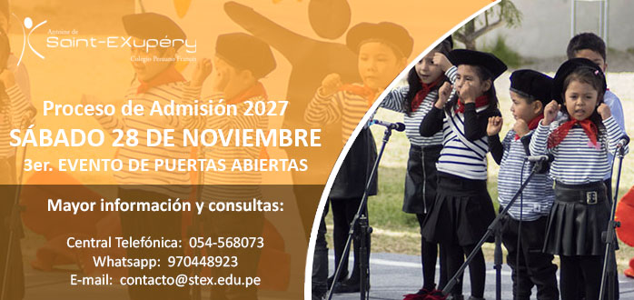 Sábado 28 de noviembre - 3er. Puertas Abiertas - Proceso de Admisión 2027